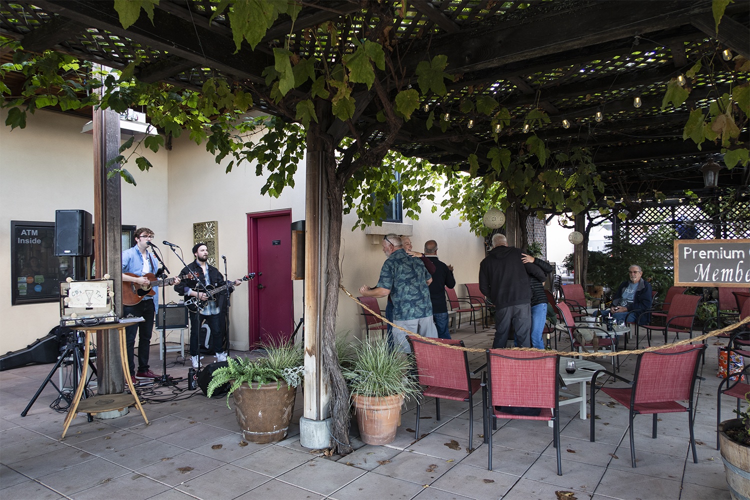 live band and people dancing on patio