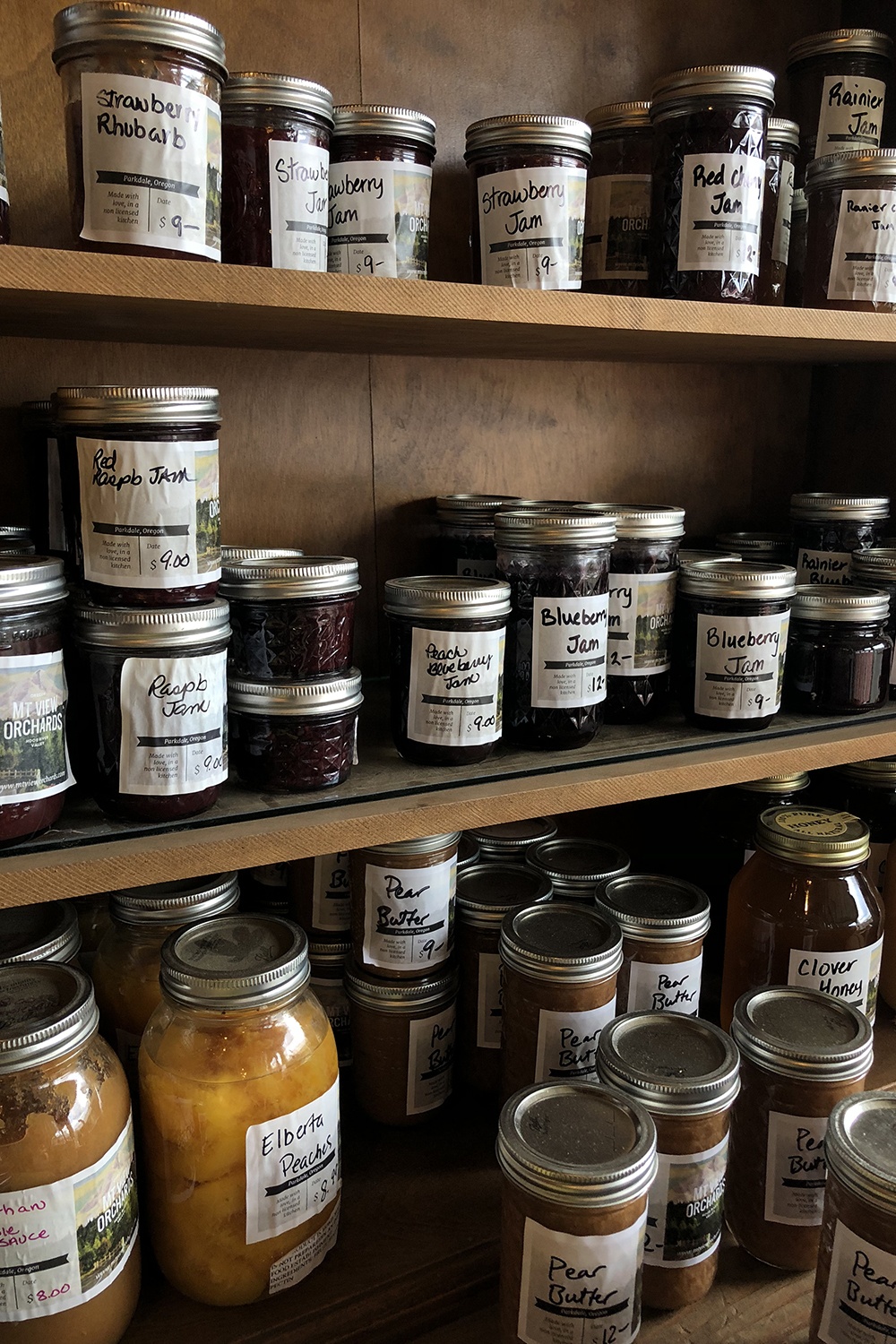 shelves full of jams