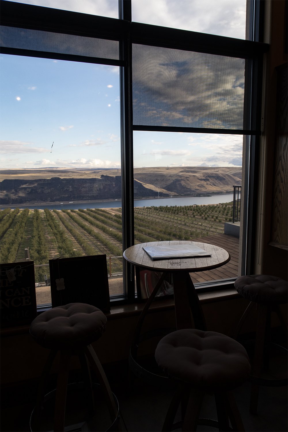 seating inside winery