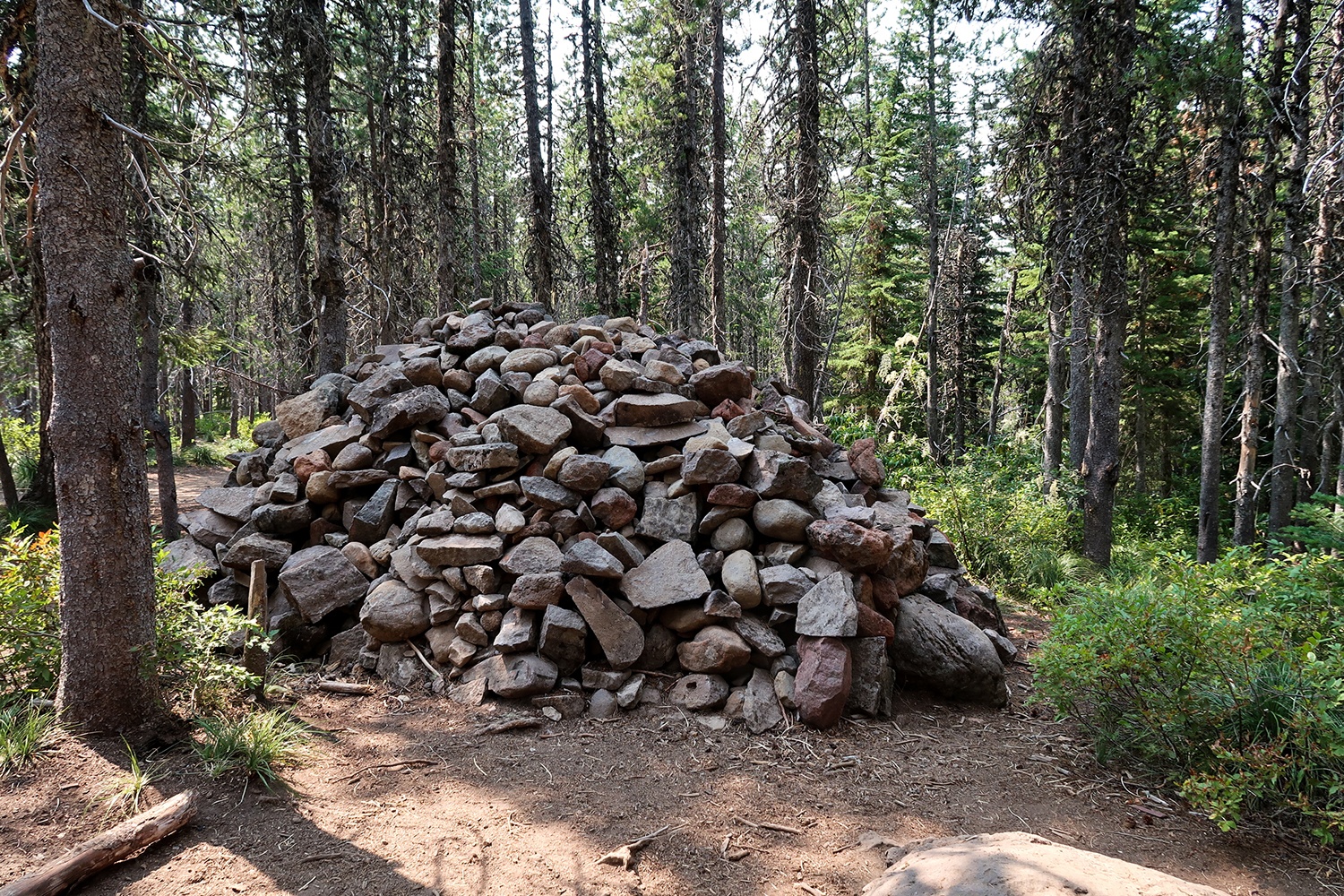 Pile of rocks on the Tom Dick and Harry Mountain trail