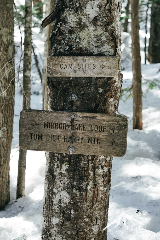 Signs pointing to mirror lake loop